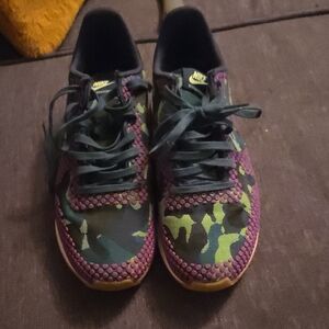 Nike Women's Sneakers - Green and Purple Camo
